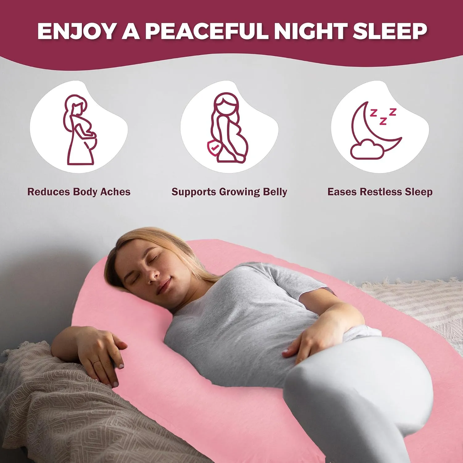 PILLANI Pregnancy Pillows for Sleeping - V C U Shaped Full Body Pillow with Removable Cover, 57inch Cooling Maternity Pillow for Side Sleepers, Support for Back Belly Legs HIPS - Pregnancy Must Haves