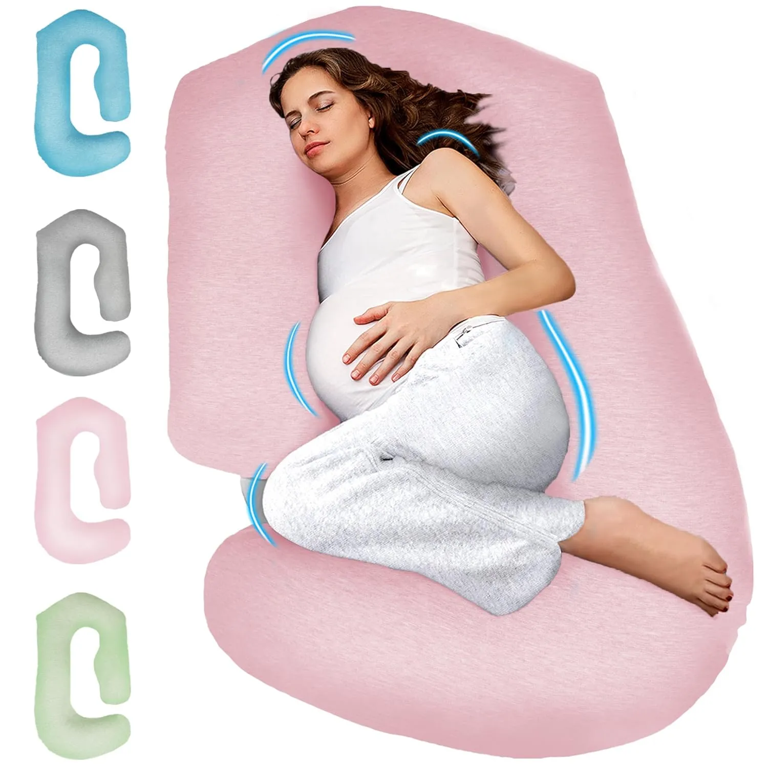 PILLANI Pregnancy Pillows for Sleeping - V C U Shaped Full Body Pillow with Removable Cover, 57inch Cooling Maternity Pillow for Side Sleepers, Support for Back Belly Legs HIPS - Pregnancy Must Haves