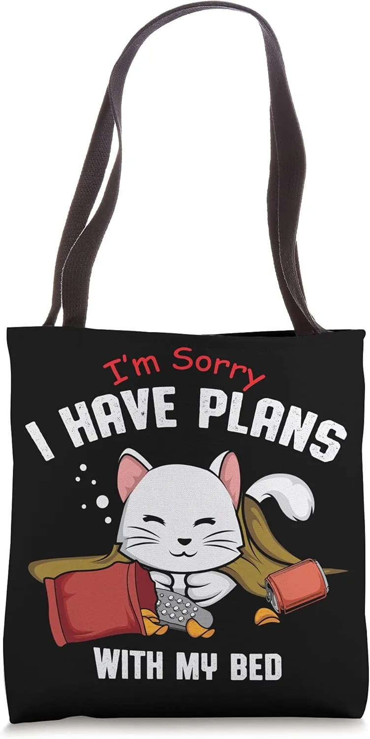 Plans With My Bed Lazy and Funny Tote Bag