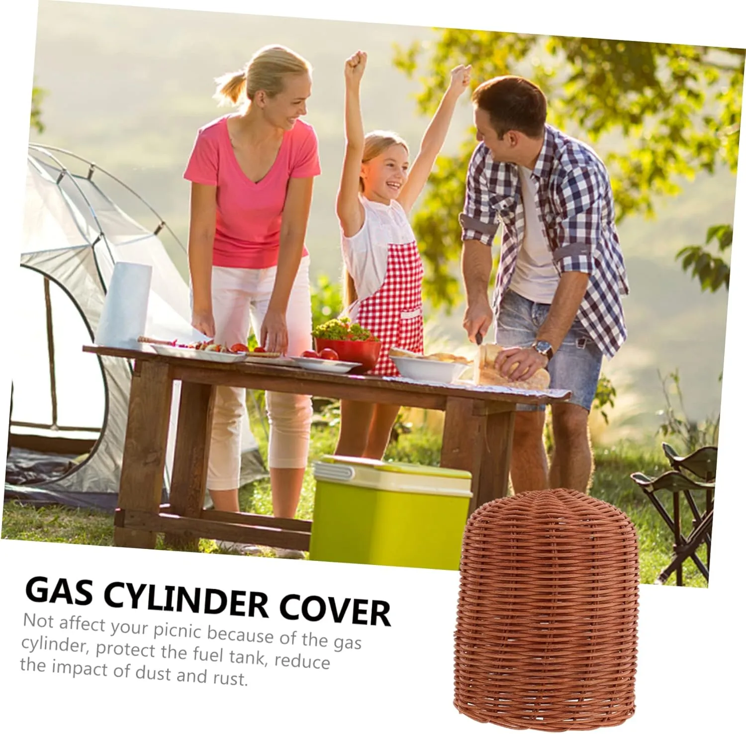 POPETPOP Gas Tank Cover Outdoor Camping Propane Tank Handmade Rattan Protective Cover