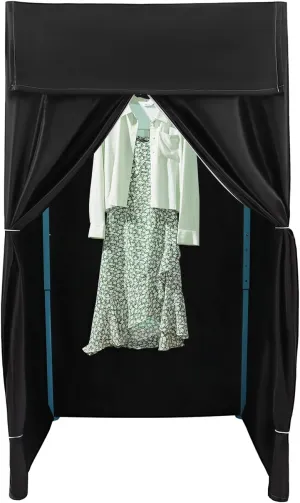 Portable Clothing Store Fitting Room Foldable Dressing Room with Shading Curtain & Hook Mobile Changing Room for Clothing Store, Boutique, Temporary Privacy Space, 39.4*39.4*78.7in, Black