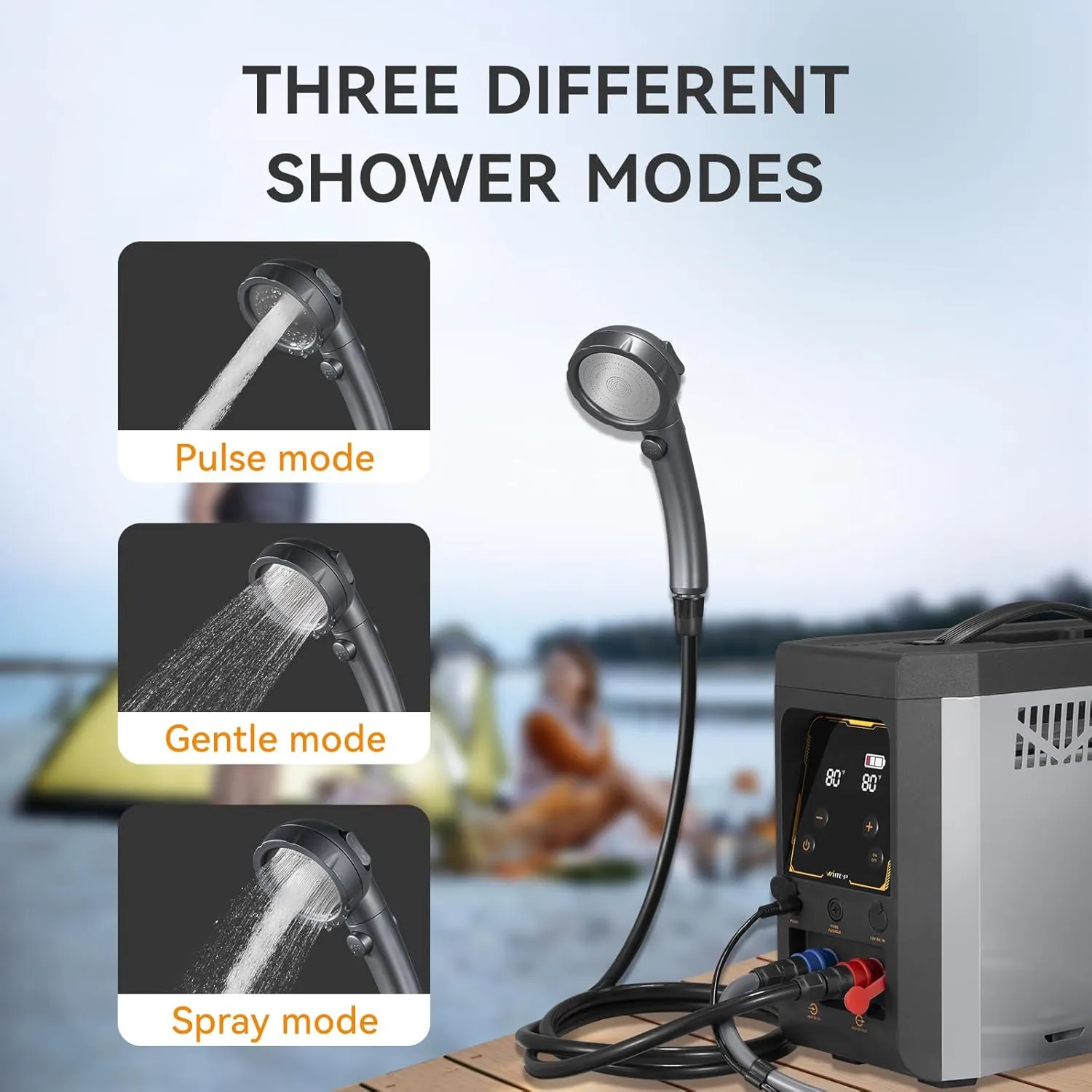 Portable Propane Water Heater for Outdoor Camping Shower with Rechargeable and Multi-Protection, Ideal for Outdoor Cleaning & Off-Grid Hot Water Needs