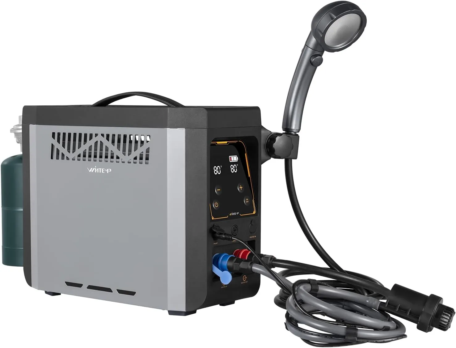 Portable Propane Water Heater for Outdoor Camping Shower with Rechargeable and Multi-Protection, Ideal for Outdoor Cleaning & Off-Grid Hot Water Needs