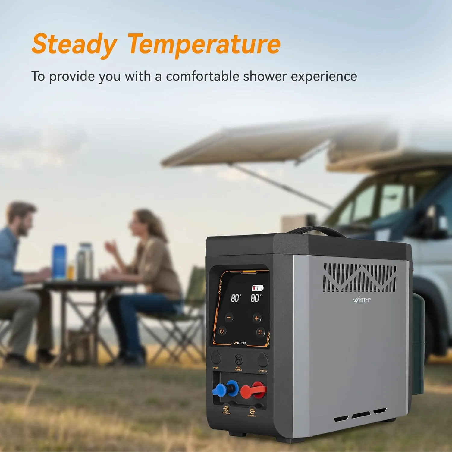 Portable Propane Water Heater for Outdoor Camping Shower with Rechargeable and Multi-Protection, Ideal for Outdoor Cleaning & Off-Grid Hot Water Needs
