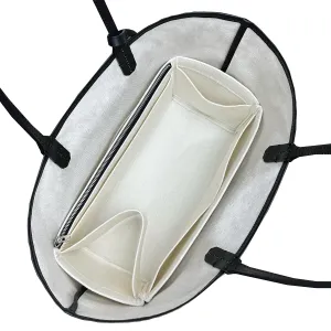 Premium Bag Organizer fits Saint Louis PM Bag Organizer and St Louis GM Tote Bag Insert, Handmade 2mm Double Layered Oval Shaped Felt Snug Sturdy Silver Zipper (For St Louis PM, Beige)