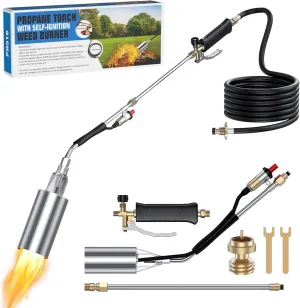 Propane Torch Weed Burner, Weed Torch for Outside with 11.5FT Hose, 1,800,000 BTU Weed Burner Torch with Propane Adapter Self Igniter, Flame Thrower for Weeding, Roof Asphalt, Snow Melting