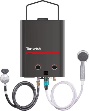 Propane Water Heater Tankless, 5.5L Portable Water Heater, 1.45GPM Portable Hot Water Heaters with Multi-Protection, Instant Camping Water Heaters for Camping, Outdoors Shower, RV Shower,Black