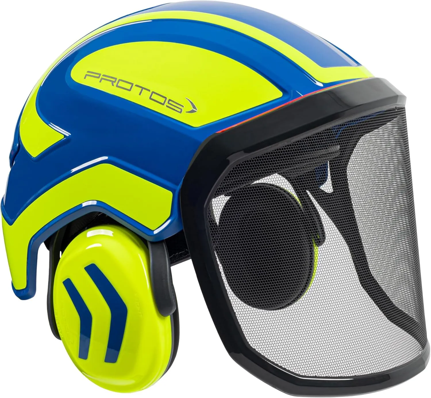 Protos Integral Arborist Helmet - Blue and Neon Yellow