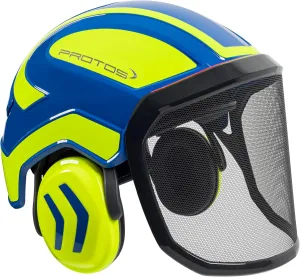 Protos Integral Arborist Helmet - Blue and Neon Yellow