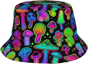 Psychedelic Mushrooms 60s Hippie Boho Bucket Hat for Men Women Fisherman Hat Packable Sun Cap Travel Outdoor Beach Caps