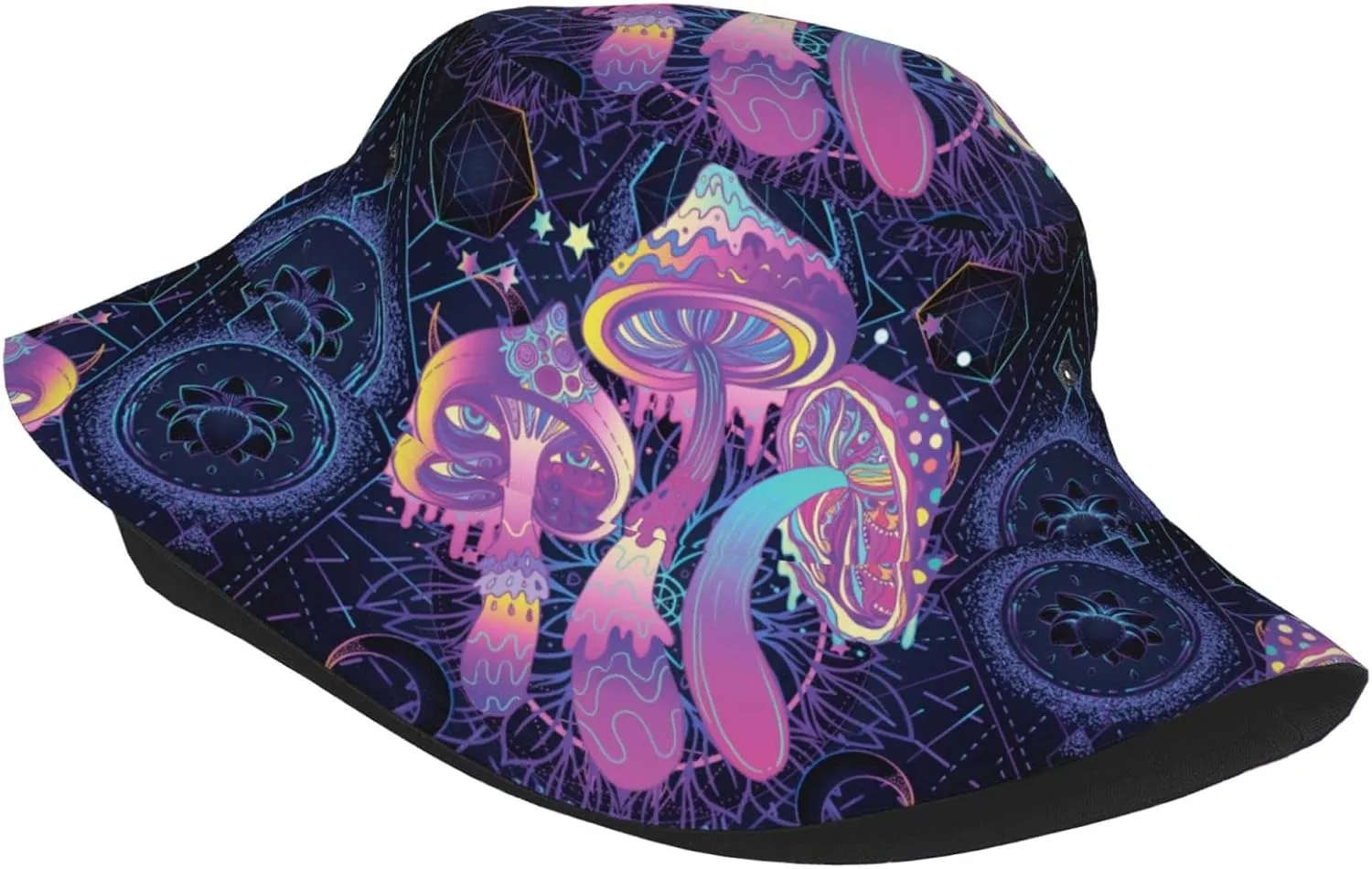 Psychedelic Mushrooms 60s Hippie Boho Bucket Hat for Men Women Fisherman Hat Packable Sun Cap Travel Outdoor Beach Caps
