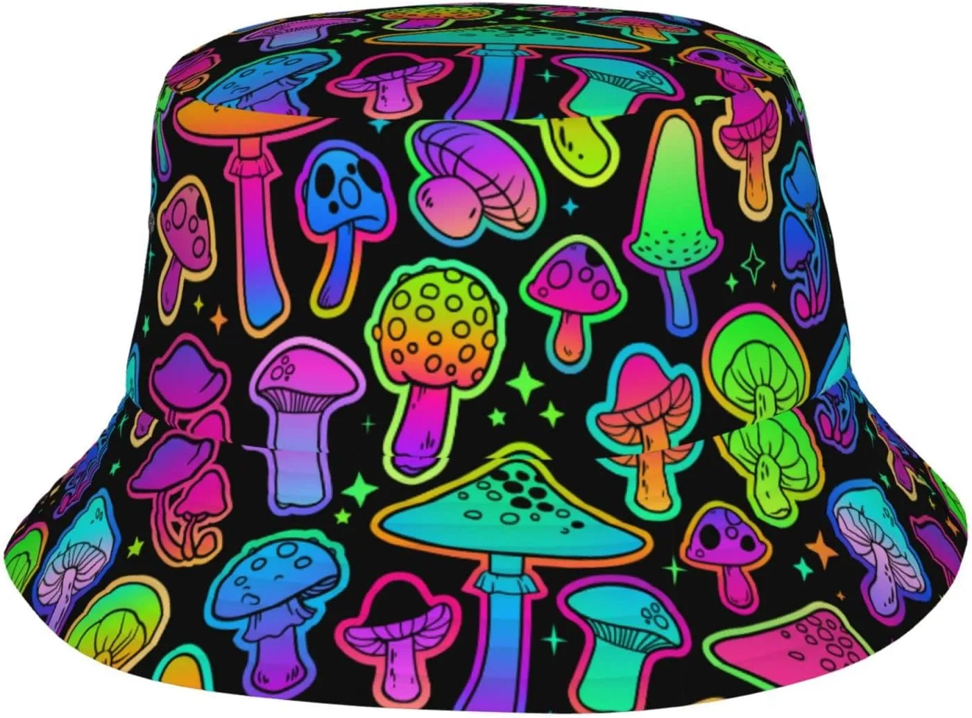 Psychedelic Mushrooms 60s Hippie Boho Bucket Hat for Men Women Fisherman Hat Packable Sun Cap Travel Outdoor Beach Caps