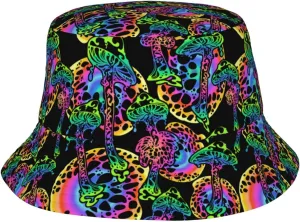 Psychedelic Mushrooms 60s Hippie Boho Bucket Hat for Men Women Fisherman Hat Packable Sun Cap Travel Outdoor Beach Caps