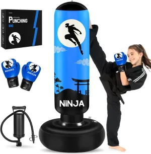 Punching Bag for Kids, Kids Boxing Set with Boxing Gloves 66" Large Inflatable Punching Bag,Gifts for Boys & Girls Age 5-12 for Practicing Karate, Taekwondo