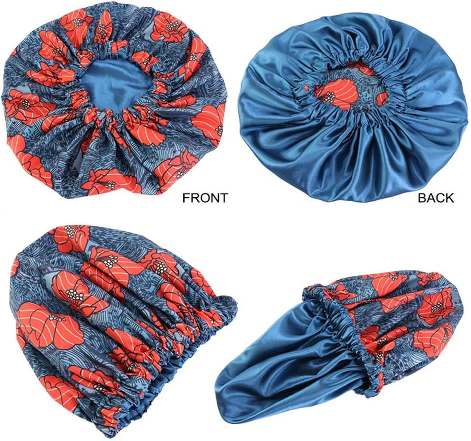 Qianmome Women Double-Layer Extra Large Print Satin Bonnet Sleep Cap African Pattern Fabric Ankara Bonnets
