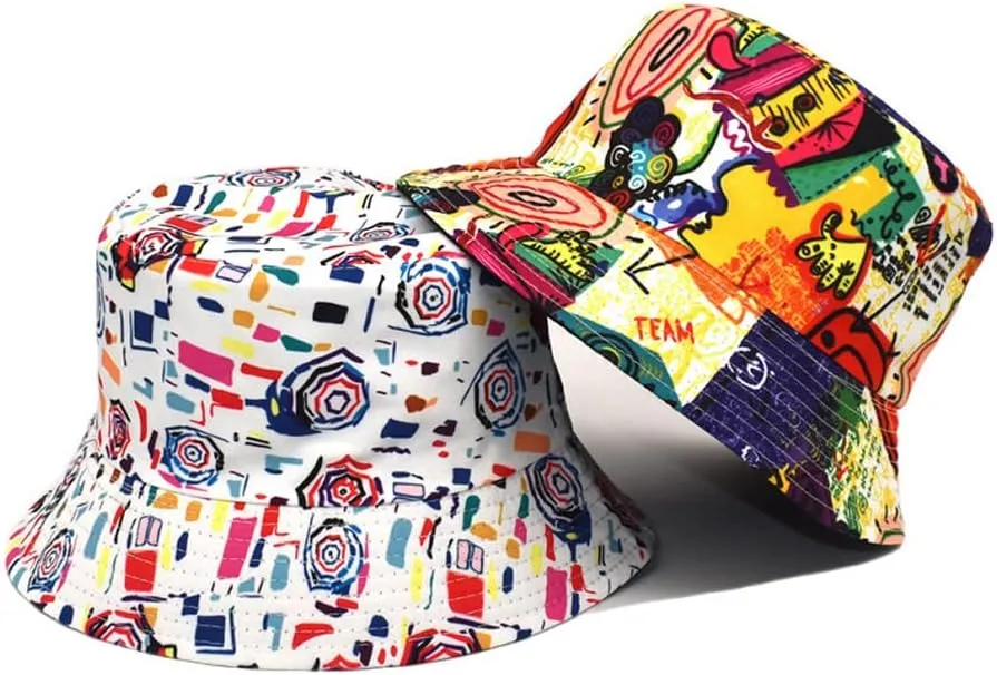 Quanhaigou Bucket Hat for Men Women,Packable Reversible Printed Sun Hats,Fisherman Outdoor Summer Travel Hiking Beach Caps