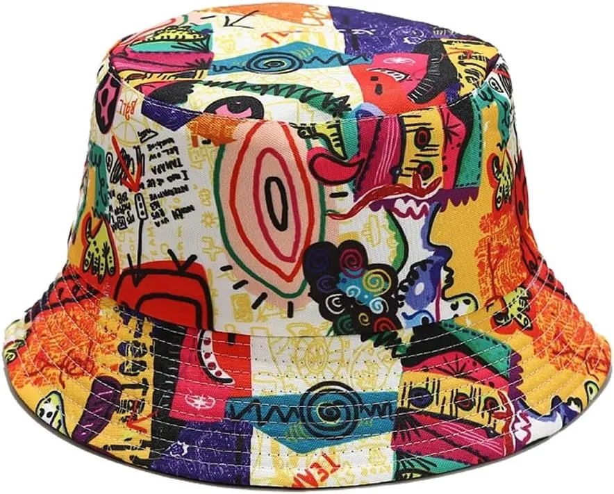 Quanhaigou Bucket Hat for Men Women,Packable Reversible Printed Sun Hats,Fisherman Outdoor Summer Travel Hiking Beach Caps