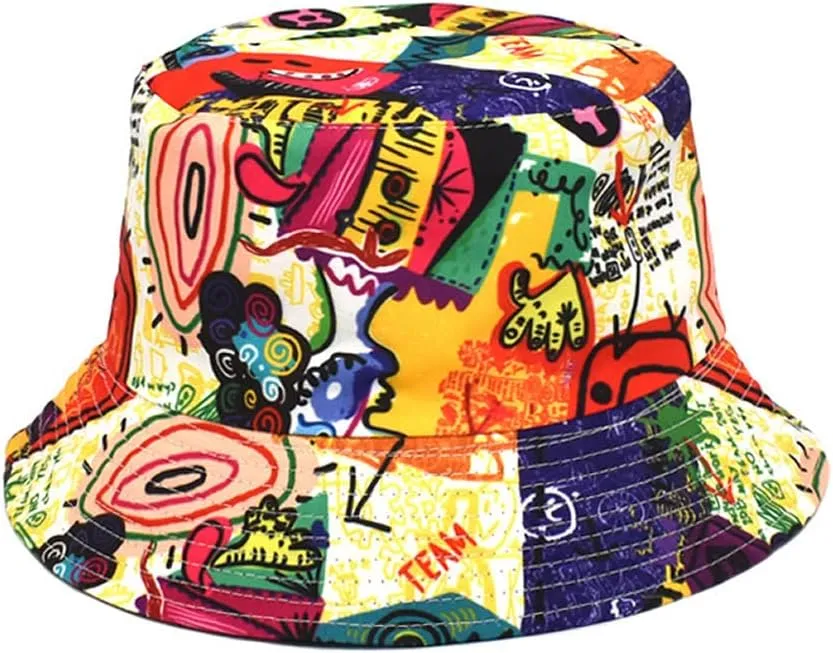 Quanhaigou Bucket Hat for Men Women,Packable Reversible Printed Sun Hats,Fisherman Outdoor Summer Travel Hiking Beach Caps