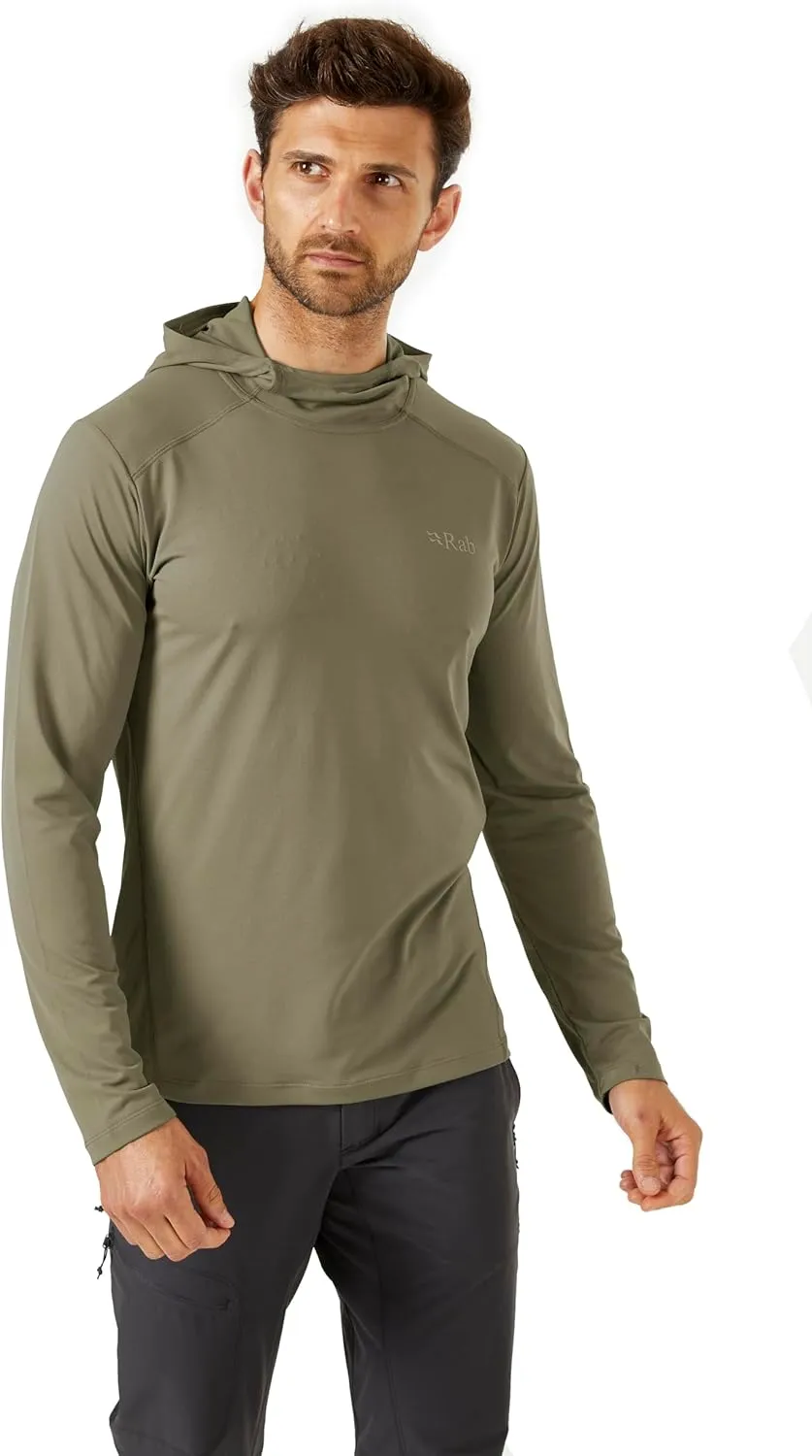 Rab Men's Force Hoody Lightweight Long-Sleeve Hooded Baselayer Shirt for Hiking, Climbing, & Trail Running