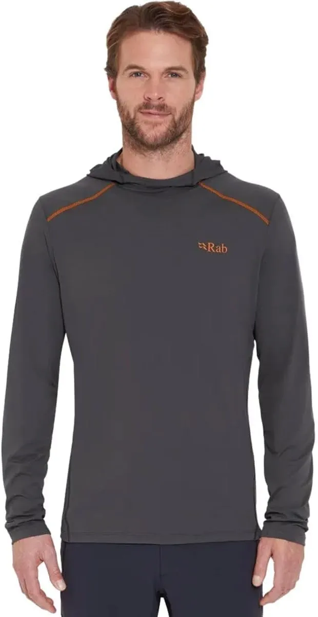 Rab Men's Force Hoody Lightweight Long-Sleeve Hooded Baselayer Shirt for Hiking, Climbing, & Trail Running