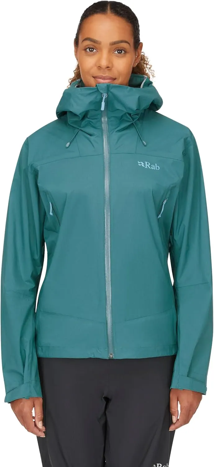Rab Women's Downpour Plus 2.0 Waterproof Breathable Jacket for Hiking & Climbing