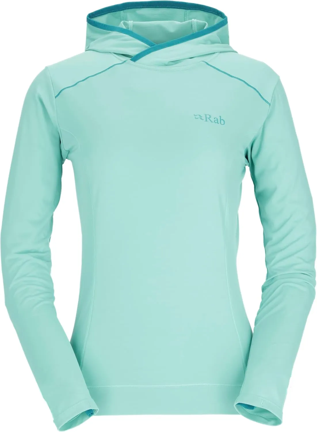 Rab Women's Force Hoody - Lightweight Long-Sleeve Hooded Baselayer Shirt for Hiking, Climbing, & Trail Running