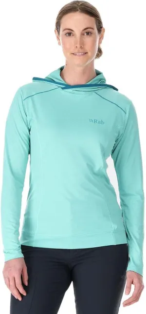 Rab Women's Force Hoody - Lightweight Long-Sleeve Hooded Baselayer Shirt for Hiking, Climbing, & Trail Running