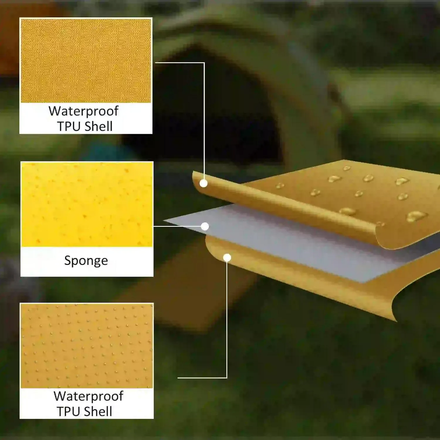 Rainfly Portable Inflatable Person Fishing Aluminium Great deal Tent Hiking, Outsunny Camping Frame, 1 For Orange/Khaki With Dome Removable Waterproof, Cost-effective Self Mattress, 2000mm And Bags,