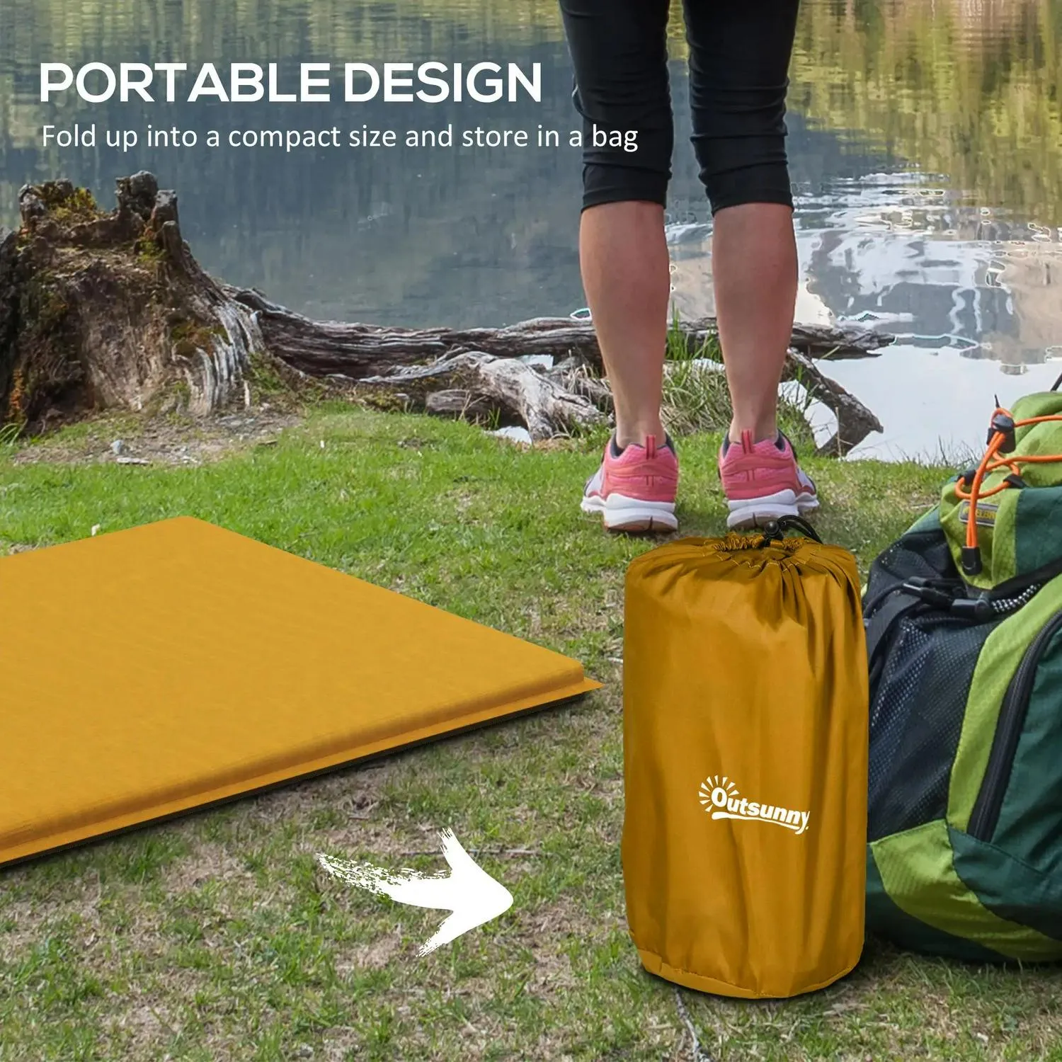 Rainfly Portable Inflatable Person Fishing Aluminium Great deal Tent Hiking, Outsunny Camping Frame, 1 For Orange/Khaki With Dome Removable Waterproof, Cost-effective Self Mattress, 2000mm And Bags,