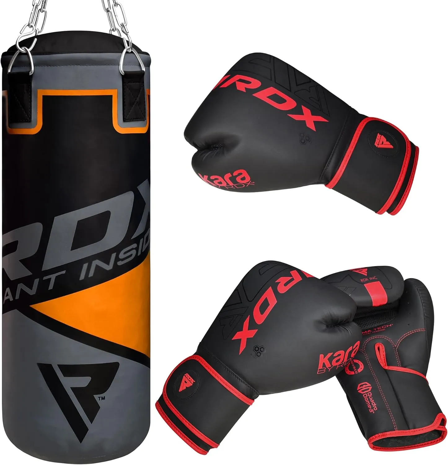 RDX Kids Punching Bag 2FT with Punch Gloves, Unfilled Boxing Set, Non Tear Maya Hide Leather Junior Hanging Bag, Kickboxing MMA Grappling Muay Thai Karate Taekwondo BJJ Training