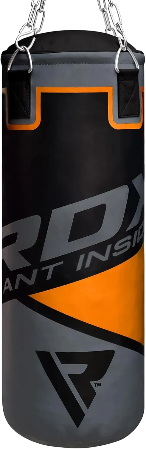 RDX Kids Punching Bag 2FT with Punch Gloves, Unfilled Boxing Set, Non Tear Maya Hide Leather Junior Hanging Bag, Kickboxing MMA Grappling Muay Thai Karate Taekwondo BJJ Training