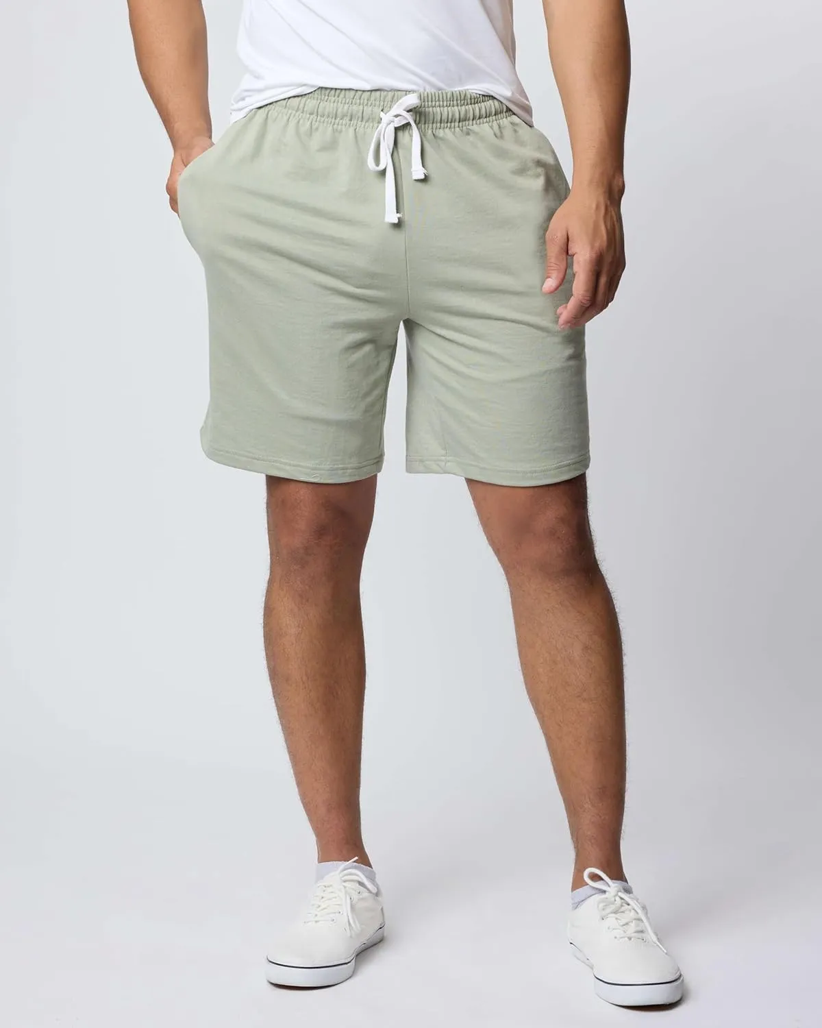 Real Essentials 3 Pack: Men's Cotton 9" French Terry Casual Lounge Sweat Shorts with Pockets (Available in Big & Tall)