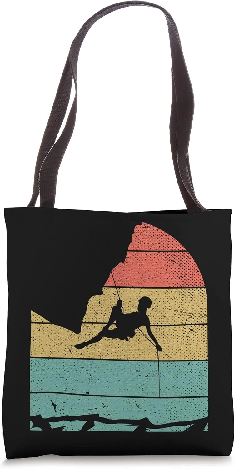 Retro Mountain Climbing Boulder Climber Sports Rock Climbing Tote Bag