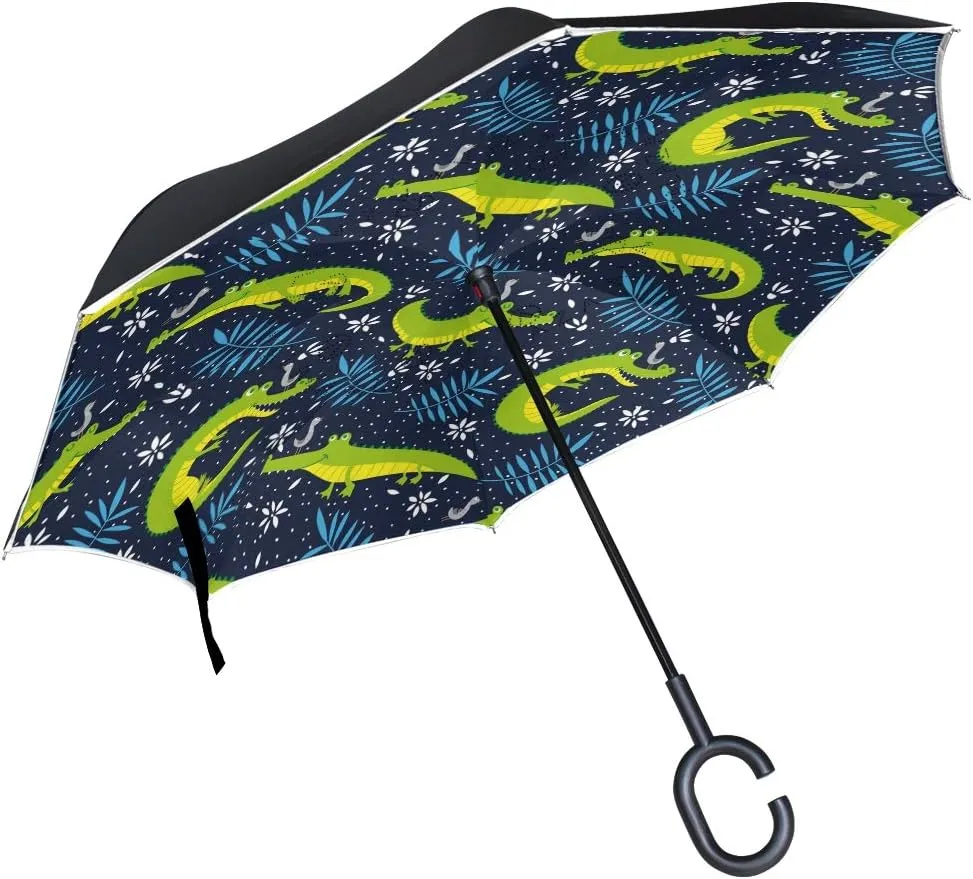 Reverse Inverted Inside Out Umbrella Cars White Dahlia Flower Unigue Windproof UV Proof Double Layer for Women