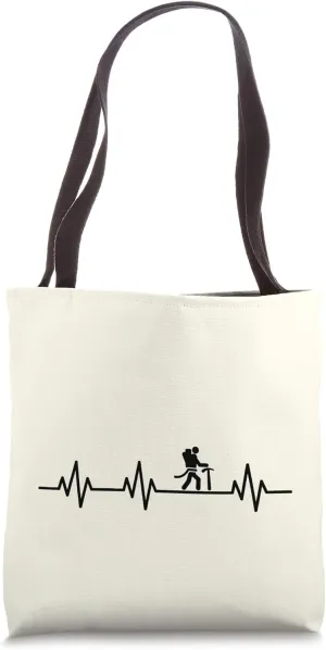 Rock Climbing EKG Heartbeat Pulse Simple Hiker Graphic Tote Bag