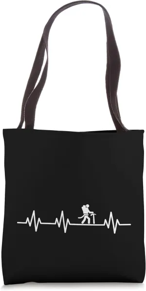 Rock Climbing EKG Heartbeat Pulse Simple Hiker Graphic Tote Bag