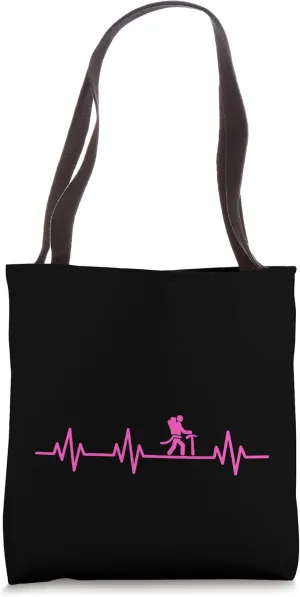 Rock Climbing EKG Heartbeat Pulse Simple Hiker Graphic Tote Bag