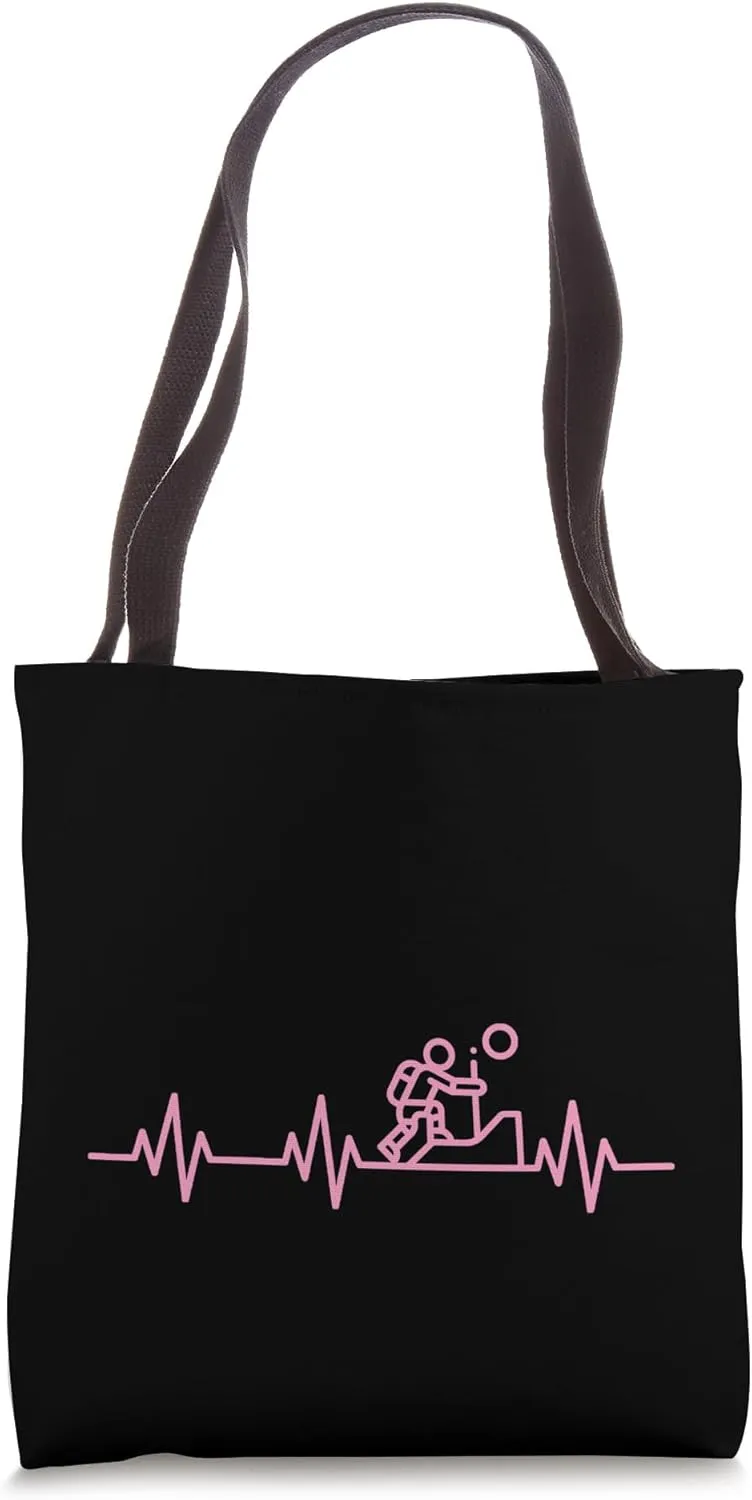Rock Climbing Heartbeat Climbing EKG Heart Pulse Tote Bag
