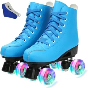 Roller Skates for Women Men Shiny Double Row Four Wheels Roller Skates Womens Roller Skates with Shoes Bag