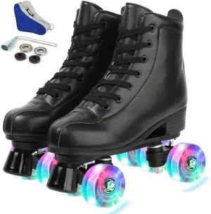Roller Skates for Women Men Shiny Double Row Four Wheels Roller Skates Womens Roller Skates with Shoes Bag