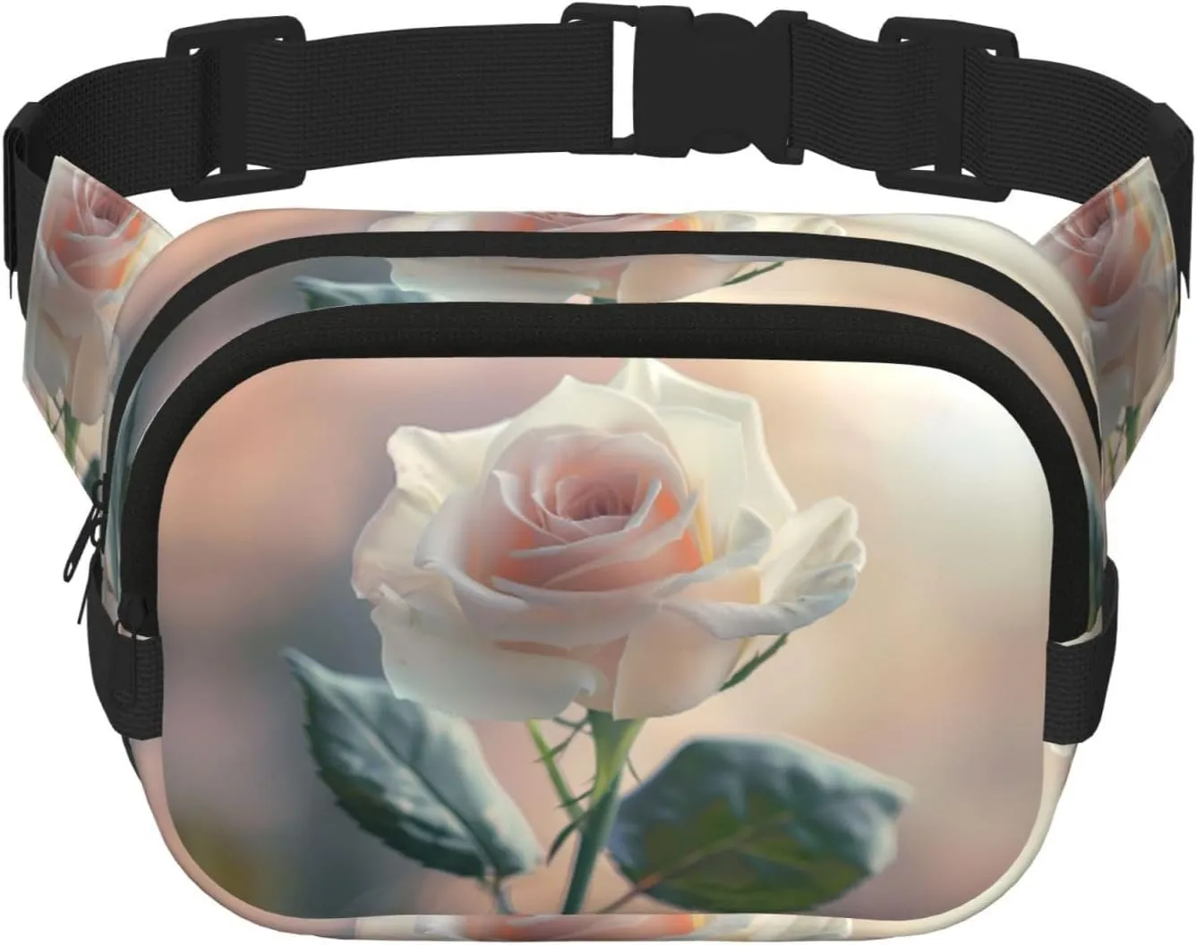 rose Fitness travel shoulder bag, fashionable and casual waist bag, square double-layer waist bag