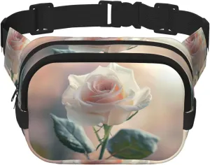 rose Fitness travel shoulder bag, fashionable and casual waist bag, square double-layer waist bag