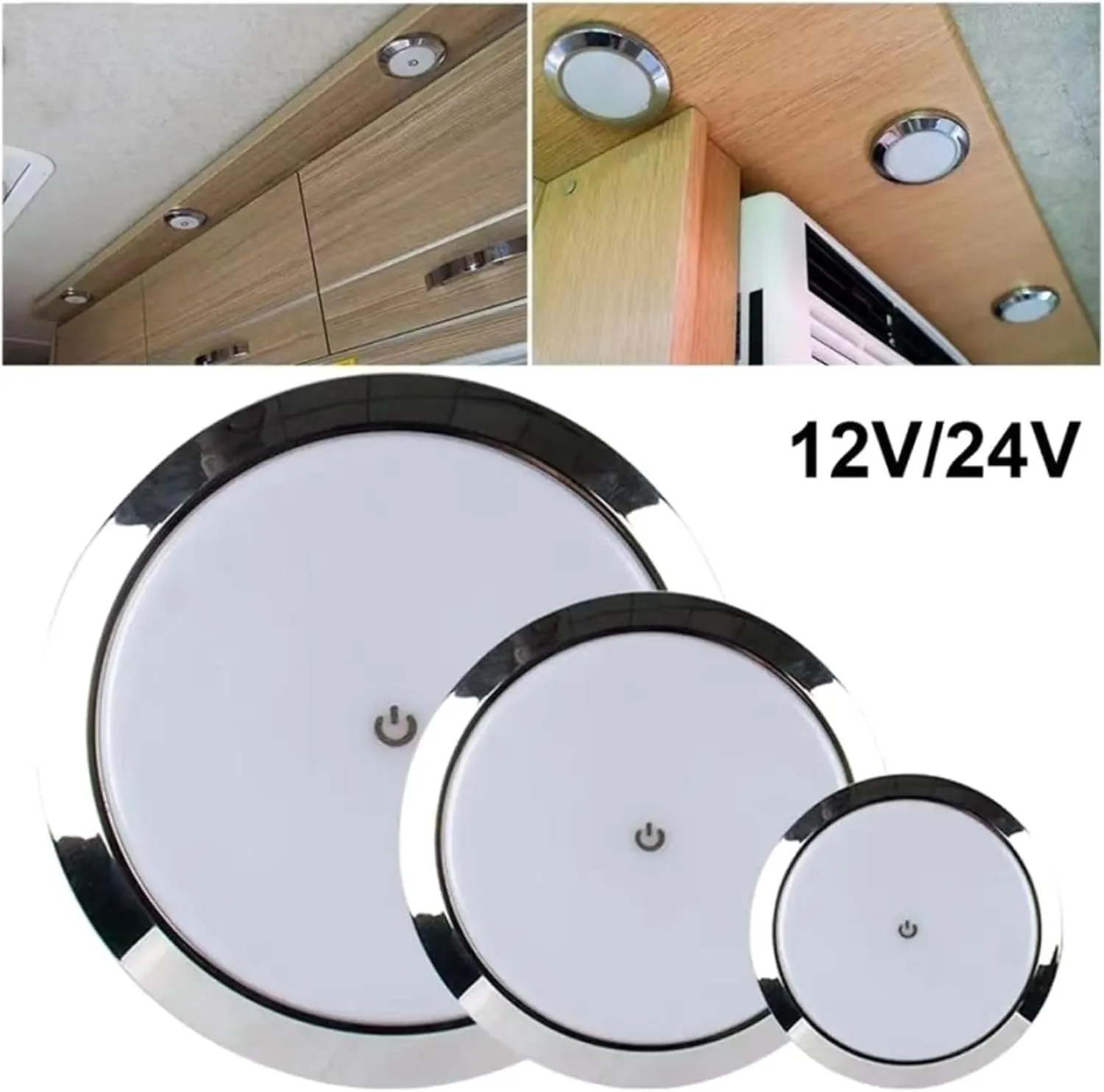 Round Dome Light SurfaceMount LED Ceiling Downlight for Campervan Marine Touch 12/24V Marine Ceiling Roof Light