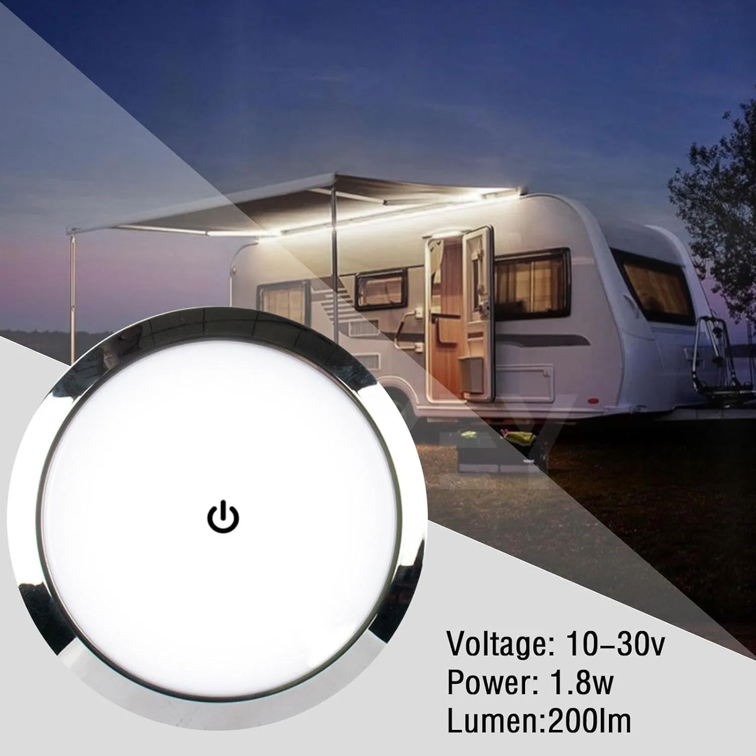 Round Dome Light SurfaceMount LED Ceiling Downlight for Campervan Marine Touch 12/24V Marine Ceiling Roof Light