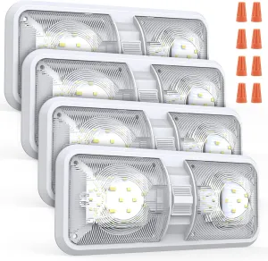 RV Lights Interior, 12 Volt Led Lights 1000LM, Camper Lights 8W, RV Led Lights Interior Fixtures 12V, RV Ceiling Dome Light with Switch for RV/Camper/Trailer/Boat/Car (Natural White, 4Pack).