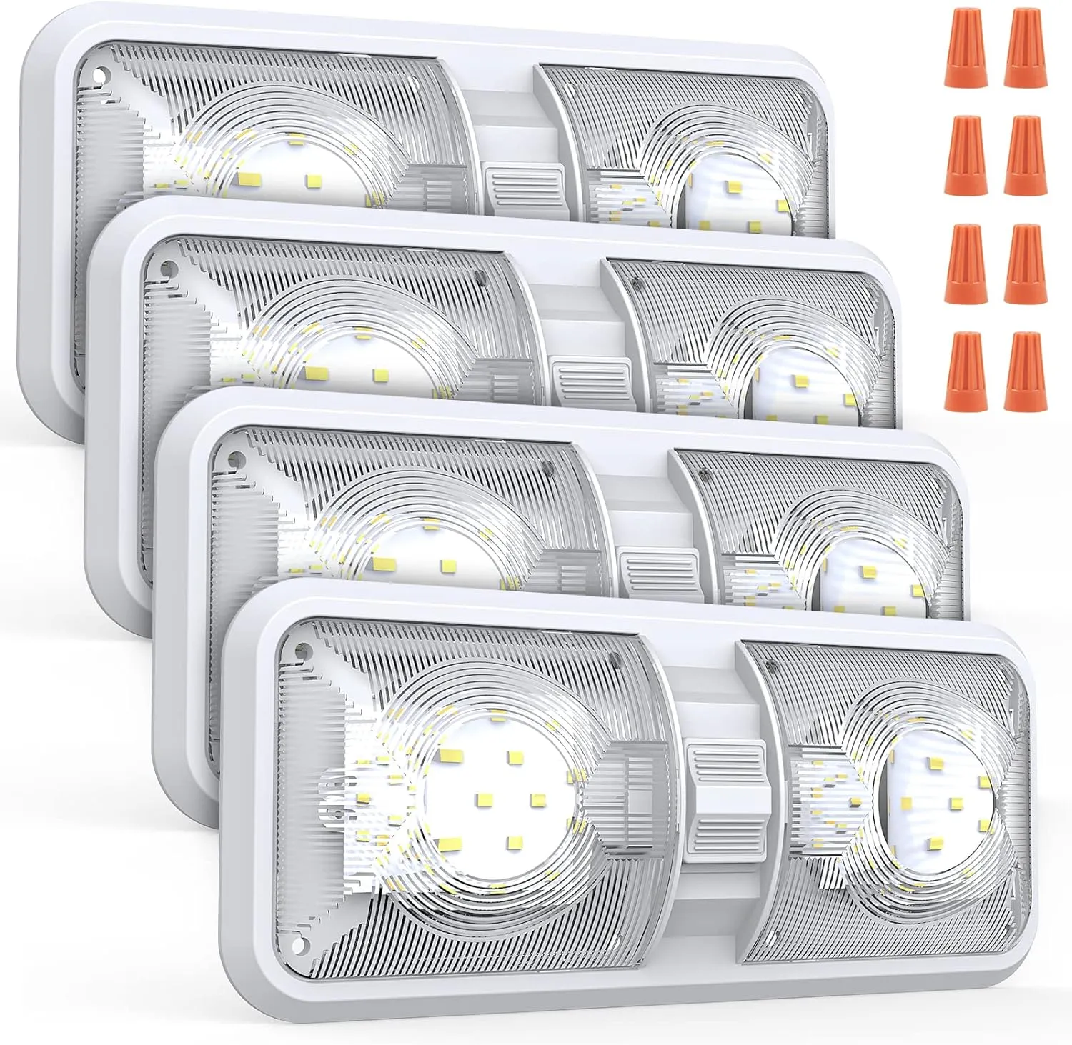 RV Lights Interior, 12 Volt Led Lights 1000LM, Camper Lights 8W, RV Led Lights Interior Fixtures 12V, RV Ceiling Dome Light with Switch for RV/Camper/Trailer/Boat/Car (Natural White, 4Pack).