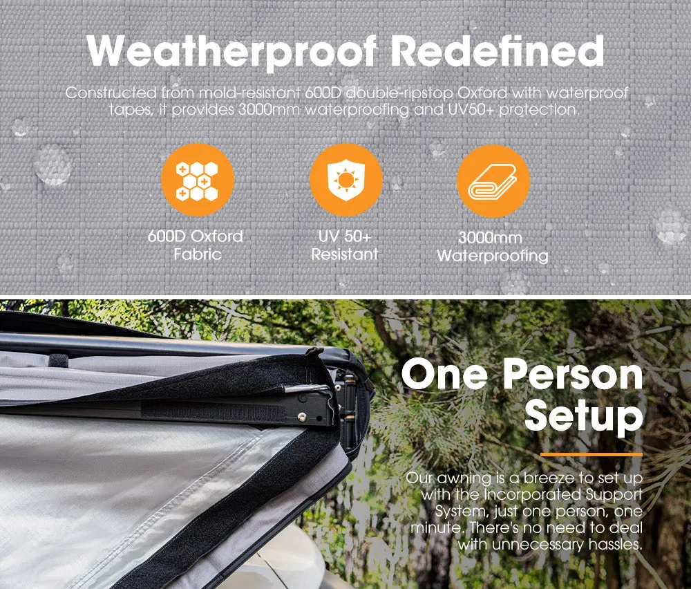 San Hima 180 Degree Awning With Side Wall Free-Standing Camping    "L" Bracket