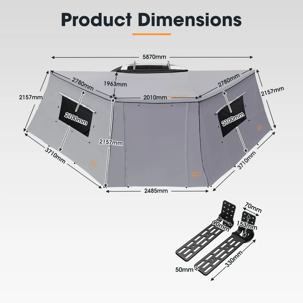 San Hima 180 Degree Awning With Side Wall Free-Standing Camping    "L" Bracket