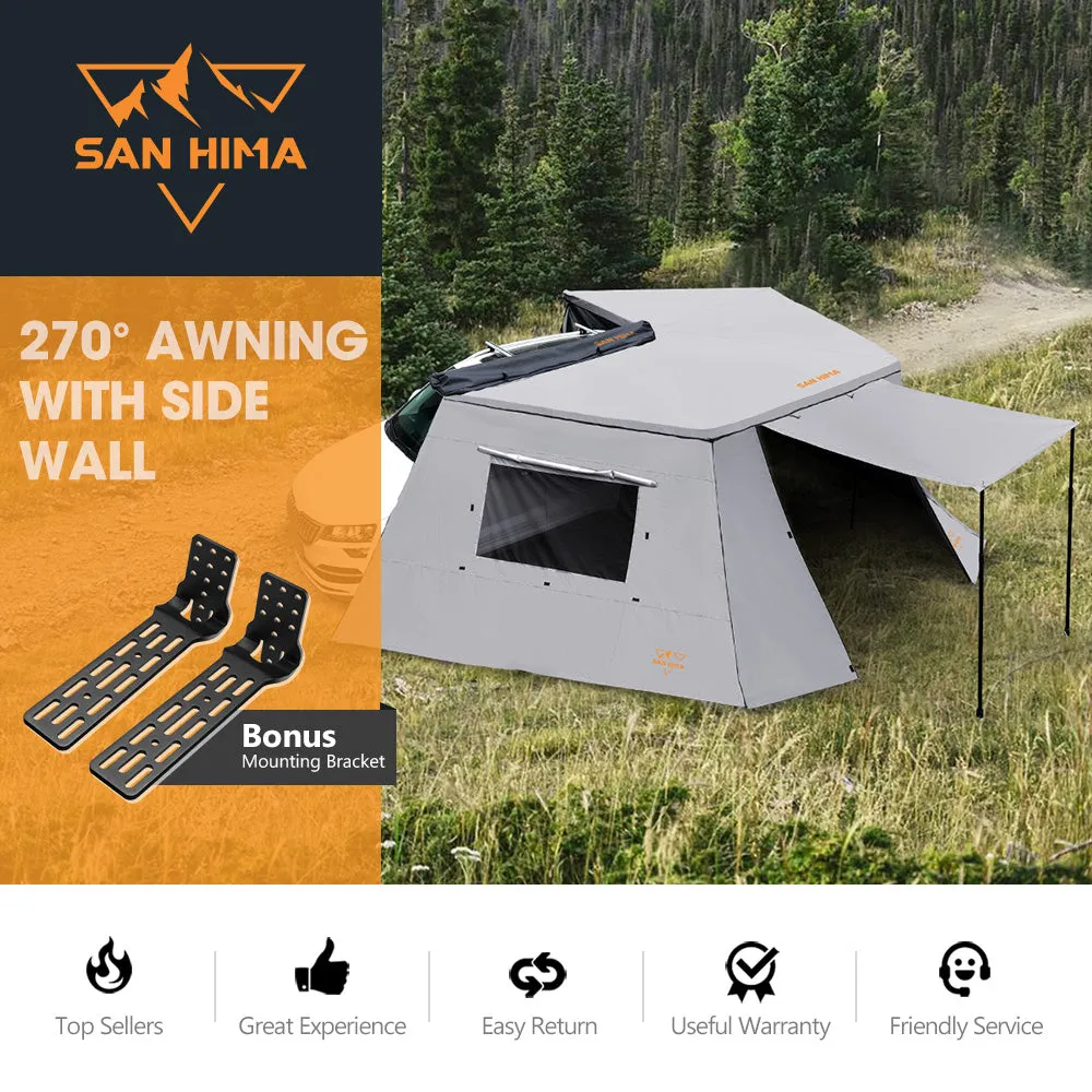 San Hima 270 Degree Awning With Side Wall Free-Standing Extension   "L" Bracket