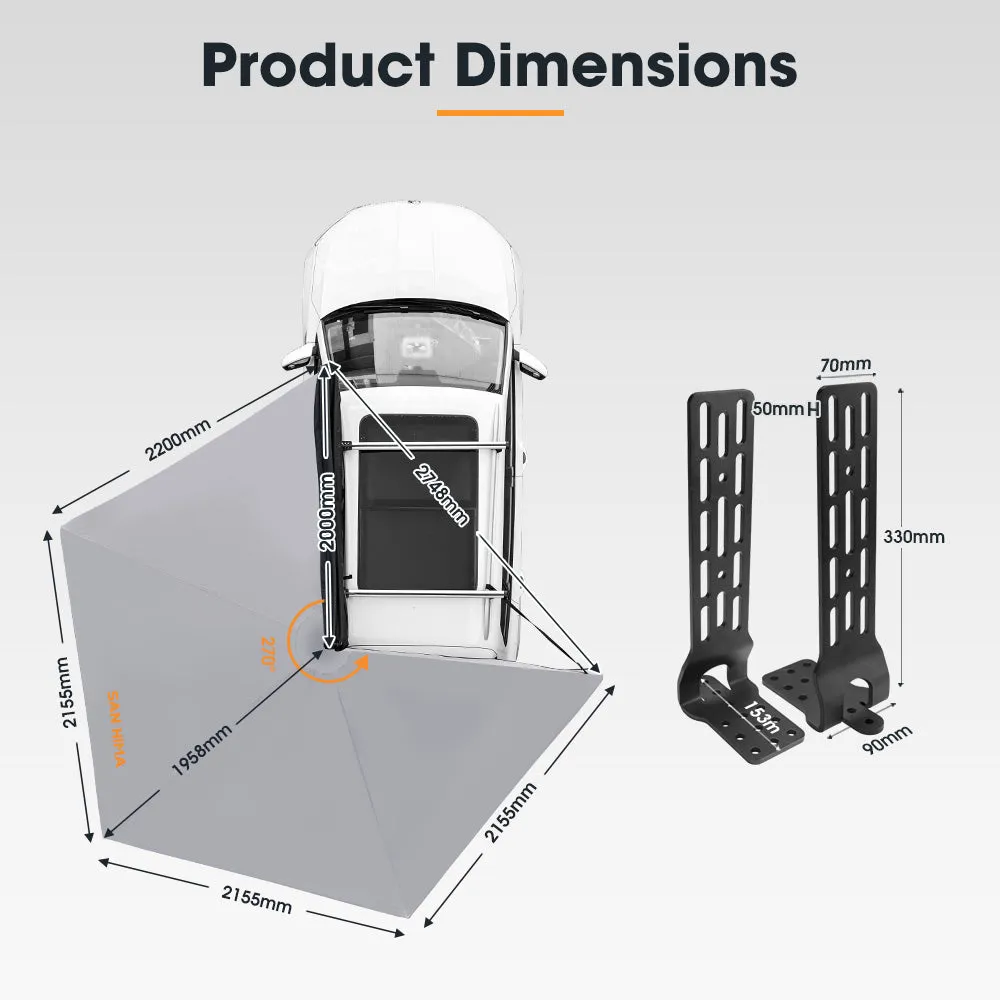 San Hima 270 Degree Free-Standing Awning 600D Double-Ripstop Oxford UPF50  4X4